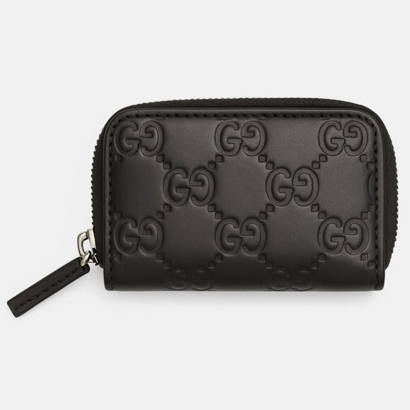 Gucci GG-Embossed Leather Zip Around Coin Purse Wallet - Picture 1 of 7